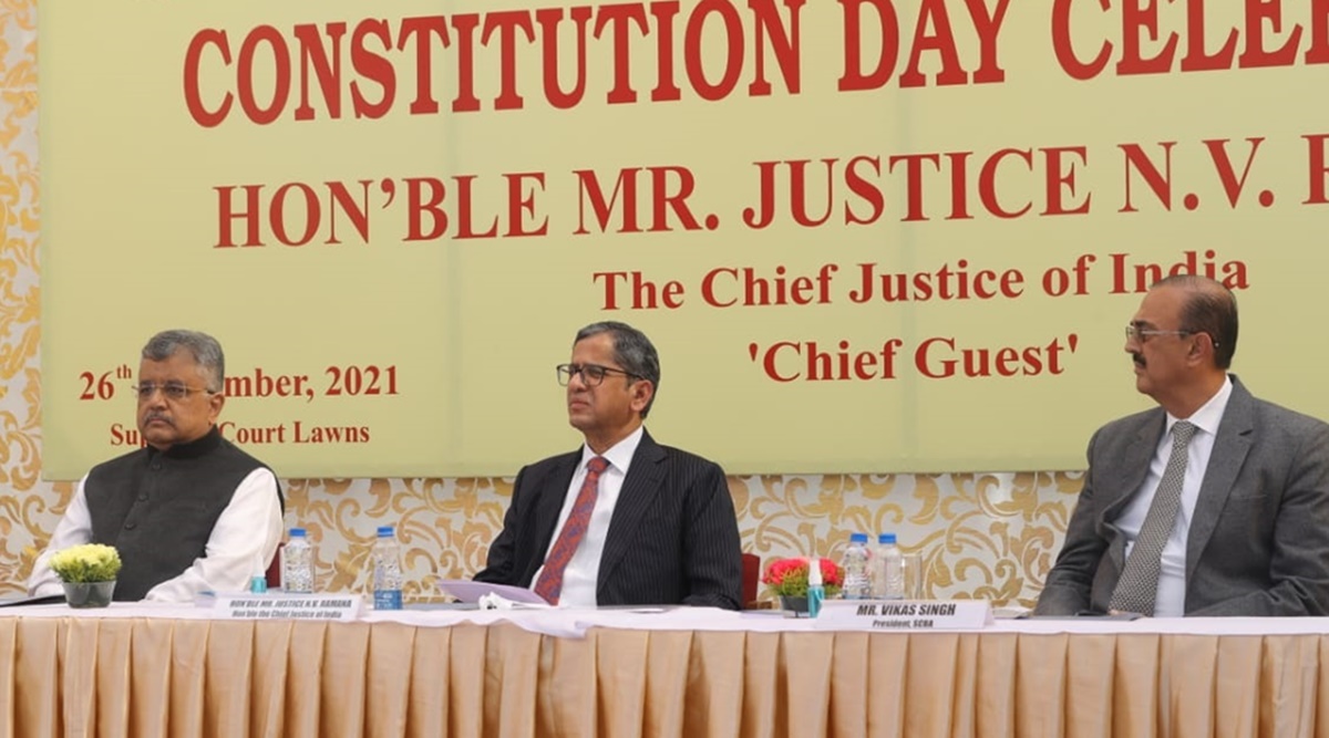 Indian Constitution, Indian Independence, Freedom struggle, Constitution Day, CJI NV Ramana, Tribal communities, Indian tribes, freedom, justice, equality, Brihad Aranyaka, The Waste Land, Opinion, Indian Express, Current Affairs