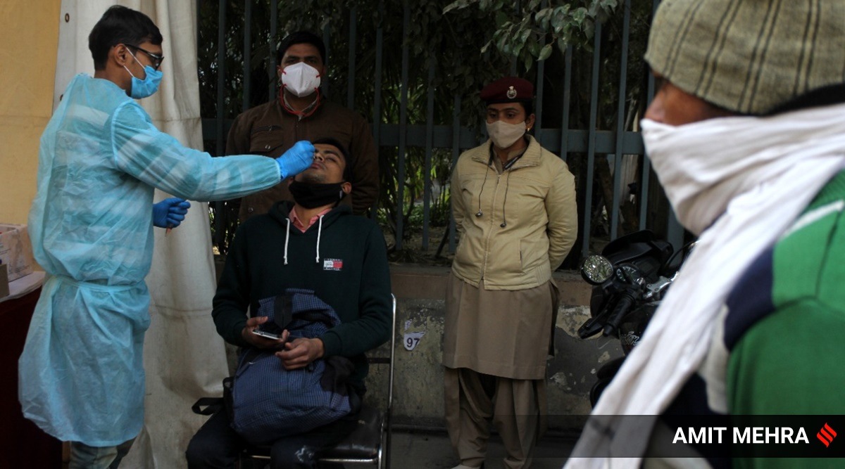At a ovid-19 testing centre in New Delhi (Express photo/Amit Mehra)