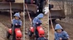 child drives tractor, toy tractor, Anand Mahindra, kids video, social media viral, indian express