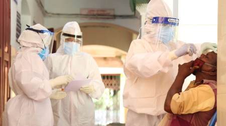A man being tested for Covid-19 at a government hospital in Kerala. (Credit: PRD, Kerala/File)