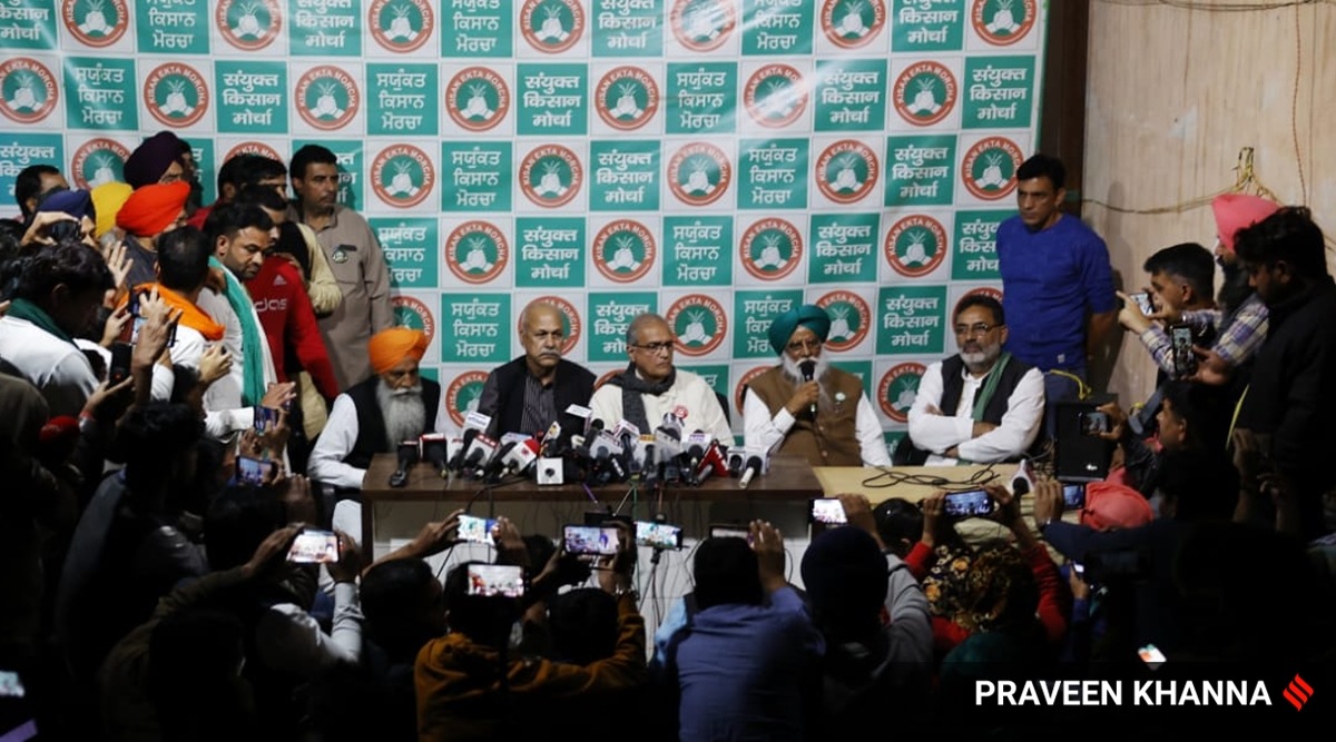 Members of the the Samyukt Kisan Morcha (SKM) during a media brefing  (Representational)