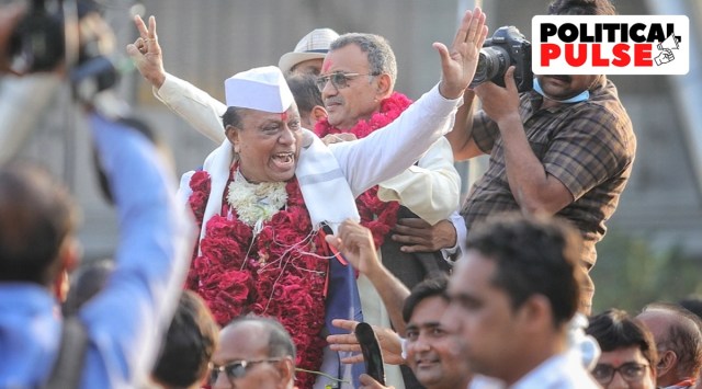 Newly appointed Gujarat Congress president Jagdish Thakor being welcomed by party workers at Sardar Vallabhbhai Patel Airport in Ahmedabad. (Express photo by Nirmal Harindran)