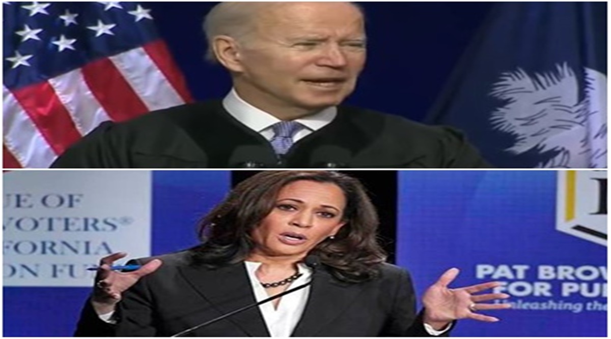 PresidentHarris, Kamala Harris, Joe Biden, Biden says President Harris, US,social media viral, indian express