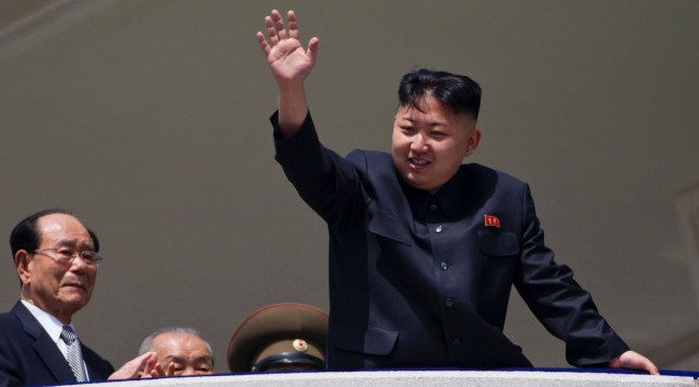 In this April 15, 2012, file photo, North Korean leader Kim Jong Un waves from a balcony at the end of a military parade. (AP Photo/David Guttenfelder, File)