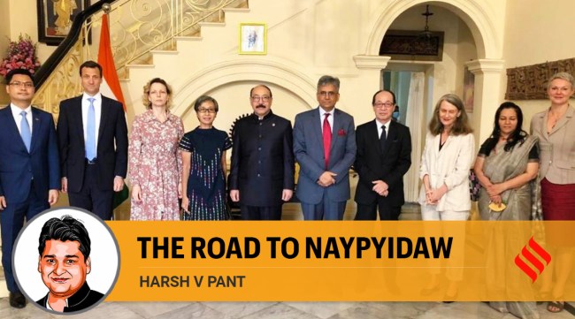 Foreign Secretary Harsh Vardhan Shringla with Ambassadors in Myanmar (Photo: Twitter)