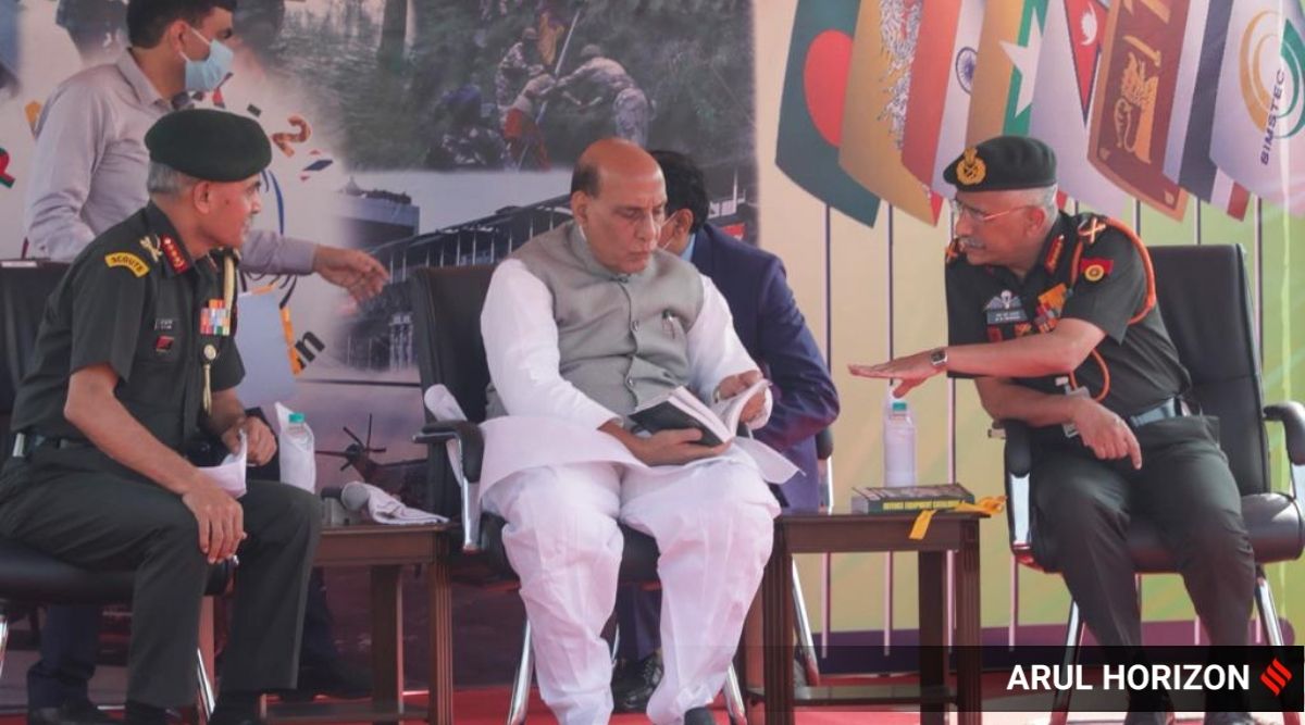 On the second day, the exercise included a multi-agency disaster response drill that was witnessed by Defence Minister Rajnath Singh. (Express Photo by Arul Horizon)