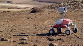 A Haughton-Mars project rover headed toward base camp on the Arctic Canadian Devon Island. (Lorenzo Flueckiger/NASA via The New York Times)