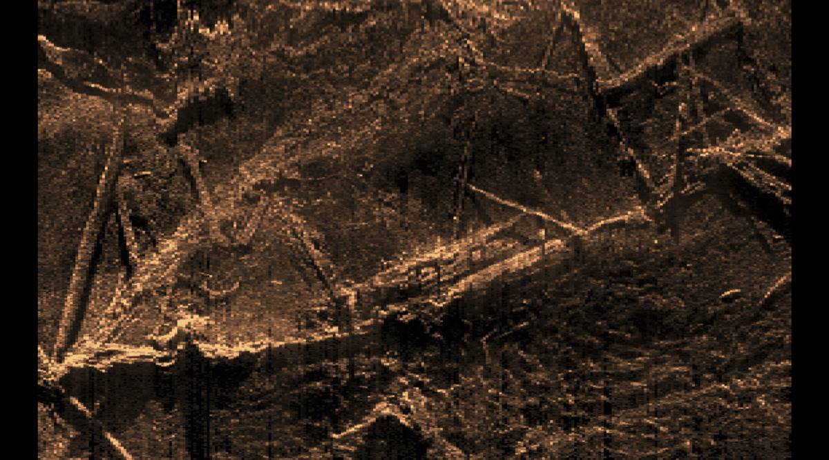 A sonar image of the remains of the Clotilda, the last known U.S. ship involved in the trans-Atlantic slave trade, which lies submerged near Mobile, Ala. (Alabama Historical Commission via The New York Times)