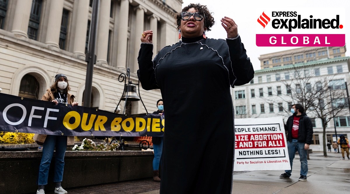 Kersha Deibel, CEO of Planned Parenthood Southwest Ohio, speaks at a pro-choice rally as the United States Supreme Court justices hear arguments in the Mississippi abortion rights case Dobbs v. Jackson Women's Health, in Cincinatti, Ohio. (Reuters)