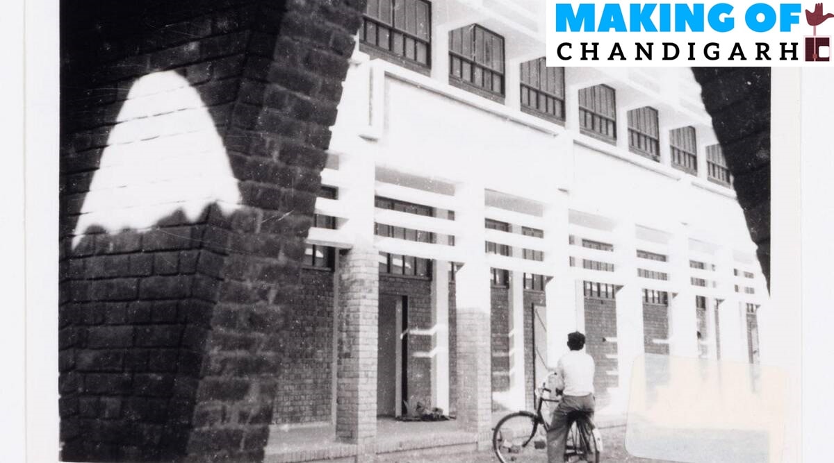 Parabolic brick arch in the corridor of Junior Secondary School in Sector 22, Chandigarh. (Source: cca.qc.ca)