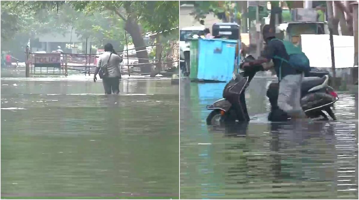 Chennai's roads were waterlogged on Friday morning after hours of heavy rain on Thursday night. (Twitter/ANI)
