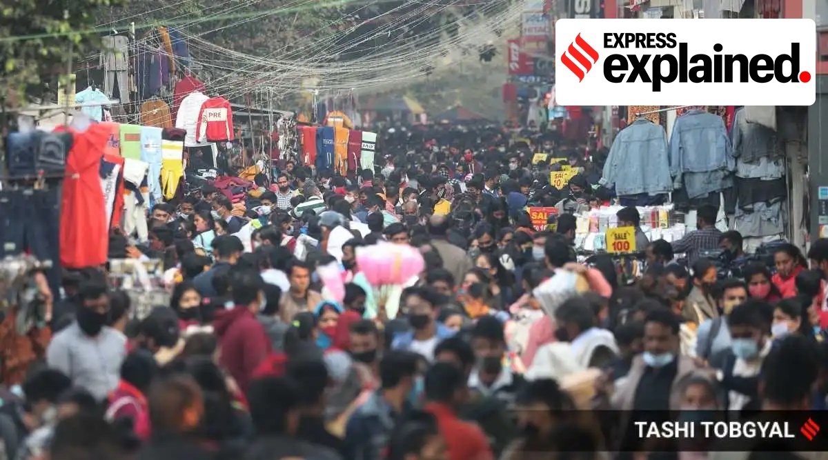 A crowded market in New Delhi, on December 24, 2021. 