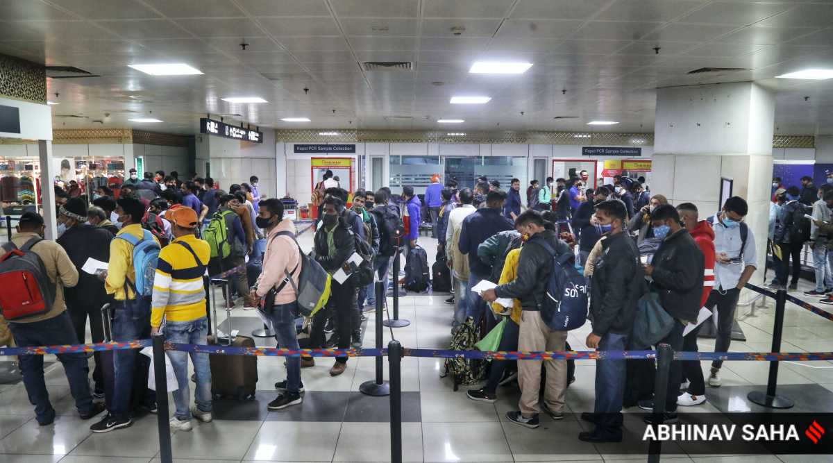Chaos at Delhi airport on Monday.