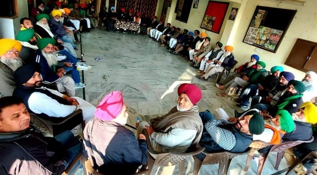 Meeting of 32 farmer unions held today at Mullanpur area of Ludhiana. (Express photo)