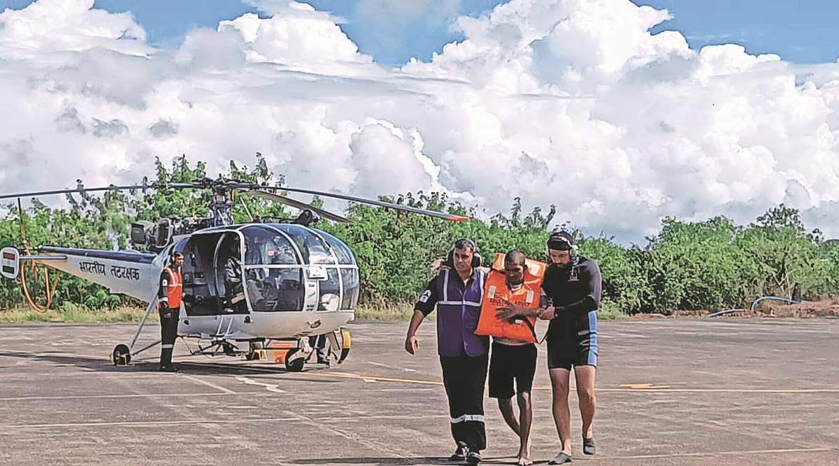 Goa barge, Goa men missing, Goa coast guard, Men rescued in Goa, Goa coast guard news, Panaji news, Goa news, Indian Express news, Indian coast guard