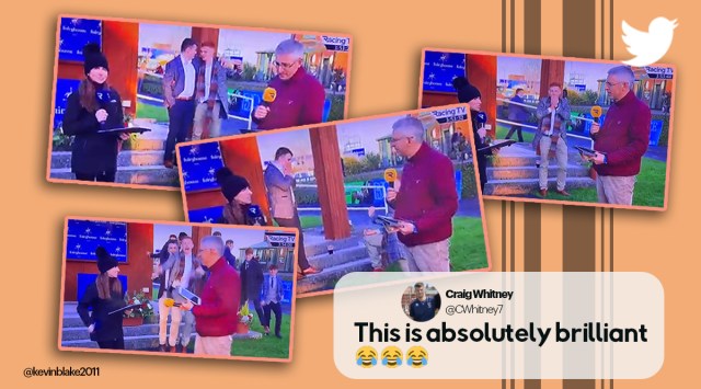 live proposal, live tv photobomb, racing tv marriage proposal, tv live bloopers, man propose racing tv, viral videos, indian express