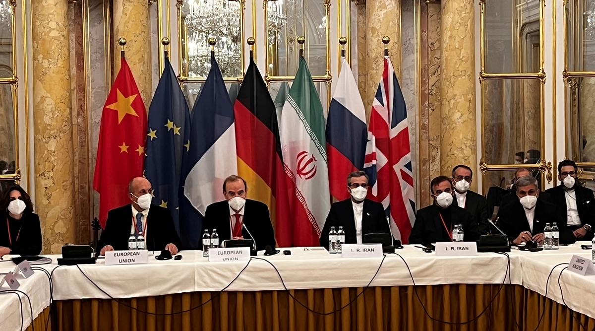 Deputy Secretary General of the European External Action Service Enrique Mora and Iran's chief nuclear negotiator Ali Bagheri Kani in Vienna, Austria on Dec 3, 2021. (EU Delegation in Vienna/Handout via Reuters)