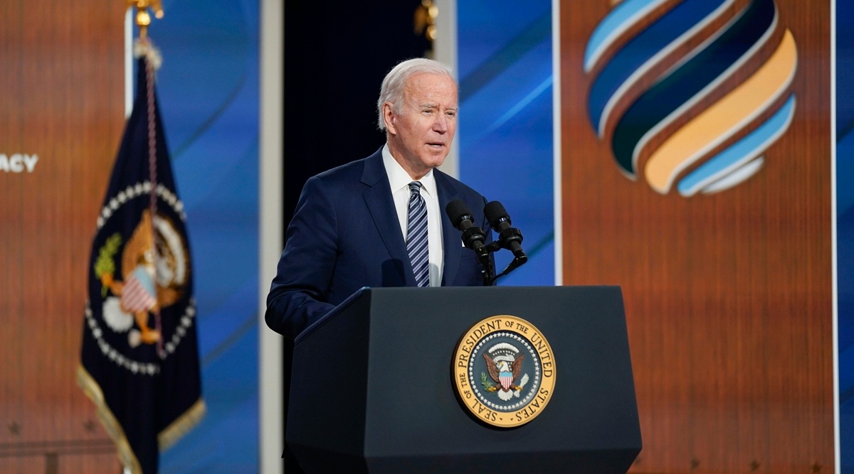 US President Joe Biden delivers closing remarks to the virtual Summit for Democracy, in the South Court Auditorium on the White House campus Dec 10, 2021, in Washington. (AP)