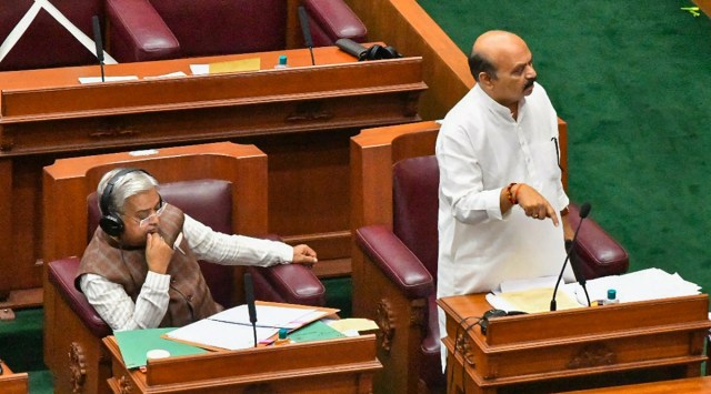 Karnataka Chief Minister Basavaraj Bommai inVidhana Soudha. (PTI Photo)