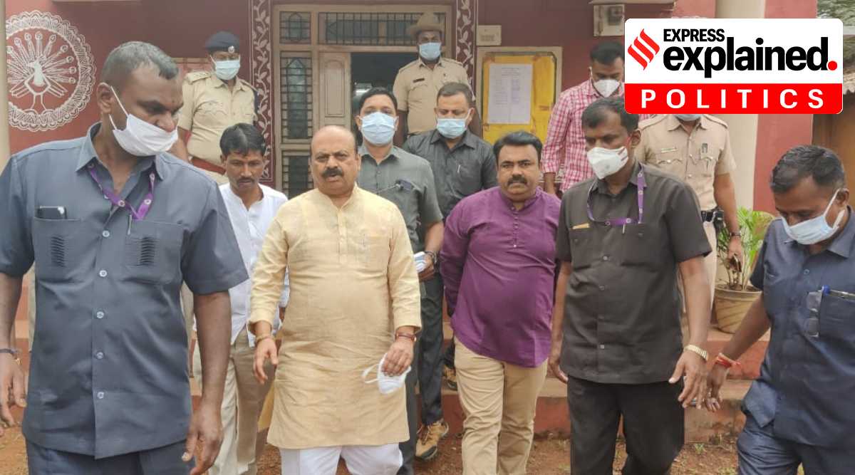 Karnataka Chief Minister Basavaraj Bommai cast his vote for Karnataka Legislative Council elections. (Express Photo)