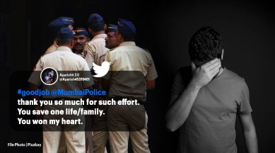 mumbai police, mumbai police prevents suicide, mumbai police saves man trying to take life, suicide prevention mumbai police, indian express