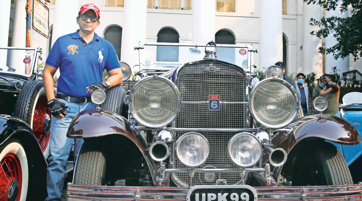 EIMG president Shrivardhan Kanoria with his 1931 Chevrolet Big 6 at a vintage car roadshow in Kolkata. Around 60 cars took part in the rally-cum-display event.  (Photo: Partha Paul)