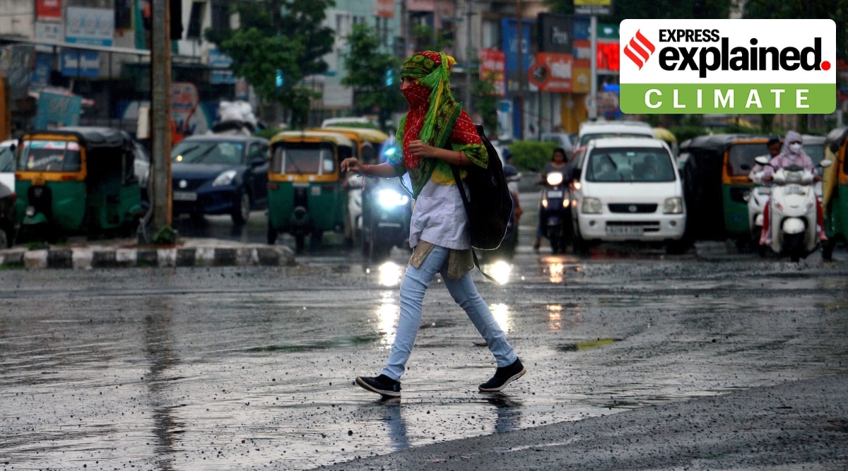 Monsoon showers in Vadodara. (Express Photo: Bhupendra Rana, File)