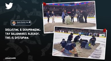south dakota, south dakota teacher scramble for money, hockey game teacher scramble money, CU Mortgage Direct bank, viral video, indian express