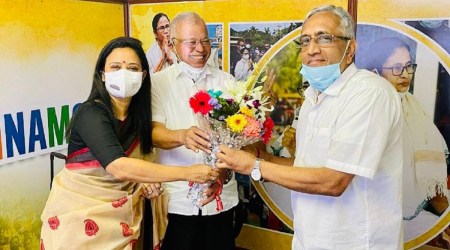 TMC leader Mahua Moitra along with MGP president Deepak Dhavalikar announced the two parties will contest the Goa Assembly polls together.