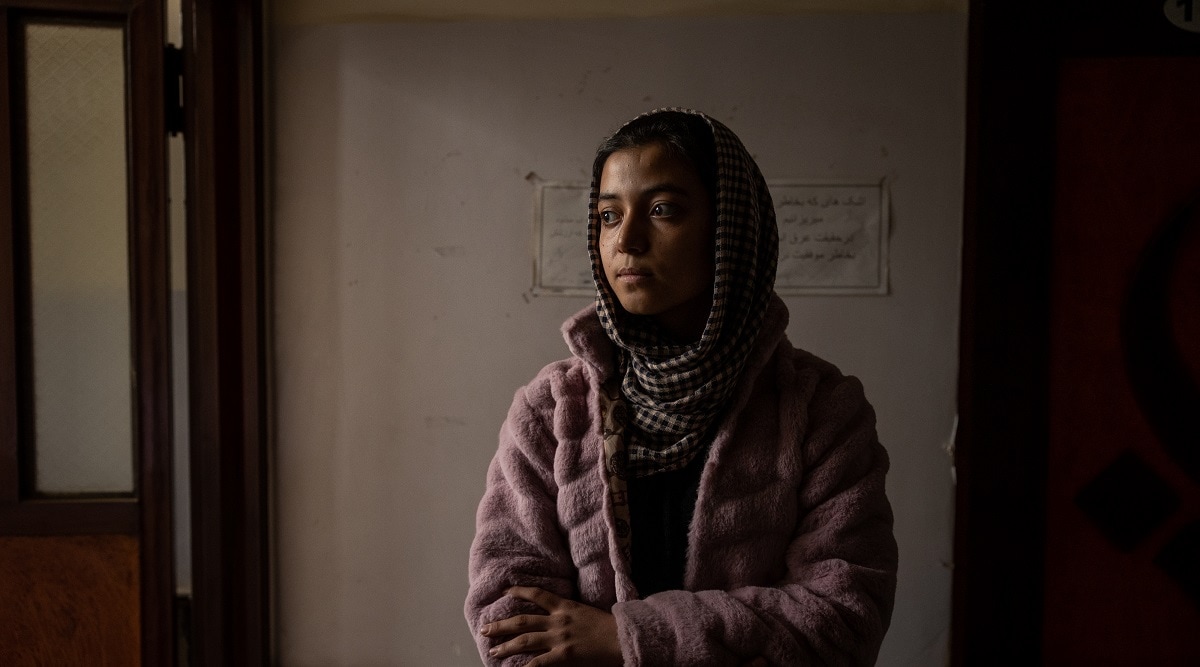 Fariba Mohebi, an 11th grader who writes poetry, at the Mawoud tutoring center in Kabul. A Zoom connection between high schoolers here and those at a public high school 8,000 miles away in San Diego has become a window for mutual support. (Jim Huylebroek/The New York Times)