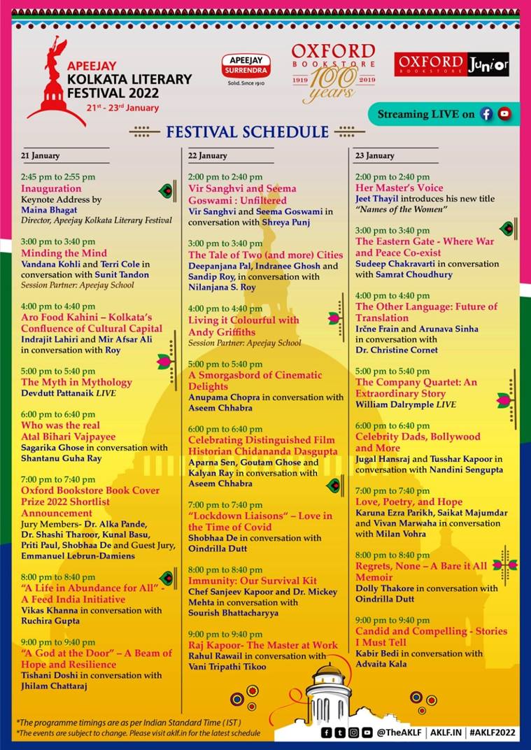 Apeejay Kolkata Literary Festival, Apeejay Kolkata Literary Festival schedule, Apeejay Kolkata Literary Festival 2022