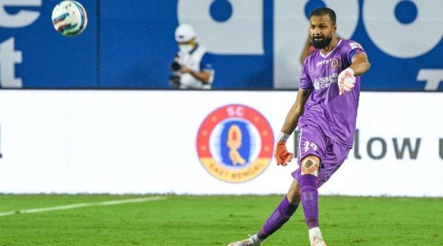 Bhattacharya, who was given the Golden Gloves with most clean sheets in ATK Mohun Bagan's runners-up finish last season, switched allegiance to SCEB in their second ISL appearance and was made the captain. (Twitter/Arindam Bhattacharya)