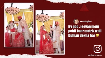 Bride's 'Matrix' level bend during garland exchange ritual is hilarious | Trending News,The Indian Express Bride's 'Matrix' level bend during garland exchange ritual is hilarious | Trending News,The Indian Express