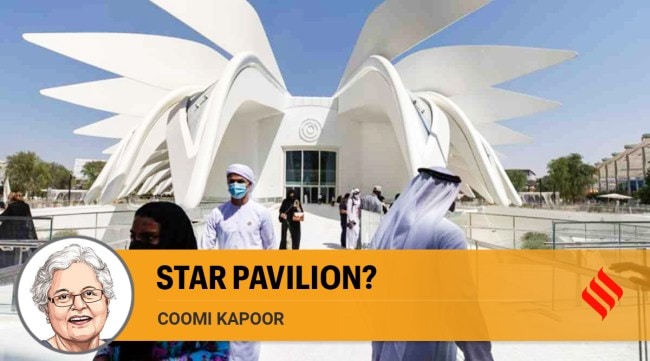 Visitors exit the United Arab Emirates pavilion during the opening day of the Expo 2020 exhibition in Dubai, United Arab Emirates. (Photo: Bloomberg)
