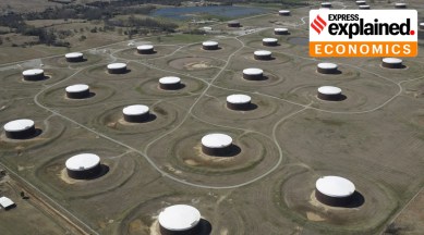 Crude oil storage tanks are seen from above at the Cushing oil hub, in Cushing, Oklahoma (Reuters Photo: Nick Oxford/File)