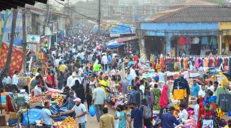 A crowded at Mapusa Market on the eve of Christmas festival, North Goa, Friday, Dec. 24, 2021. (PTI Photo)