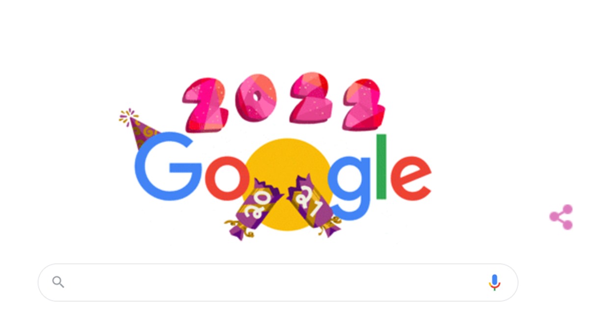 google doodle, happy new year, happy new year 2022, 2022 google doodle, new year 2022 doodle, latest google doodle, indian express