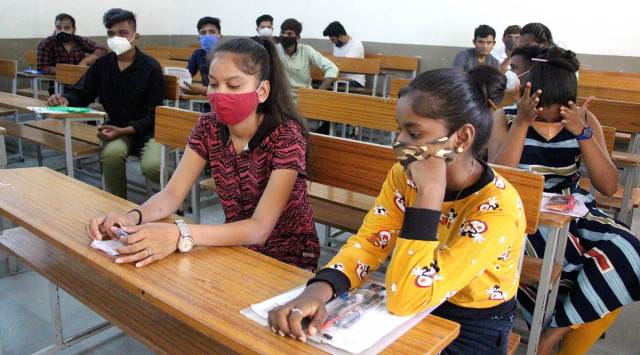 Higher secondary exams in Vadodara last year. (Express Photo by Bhupendra Rana)