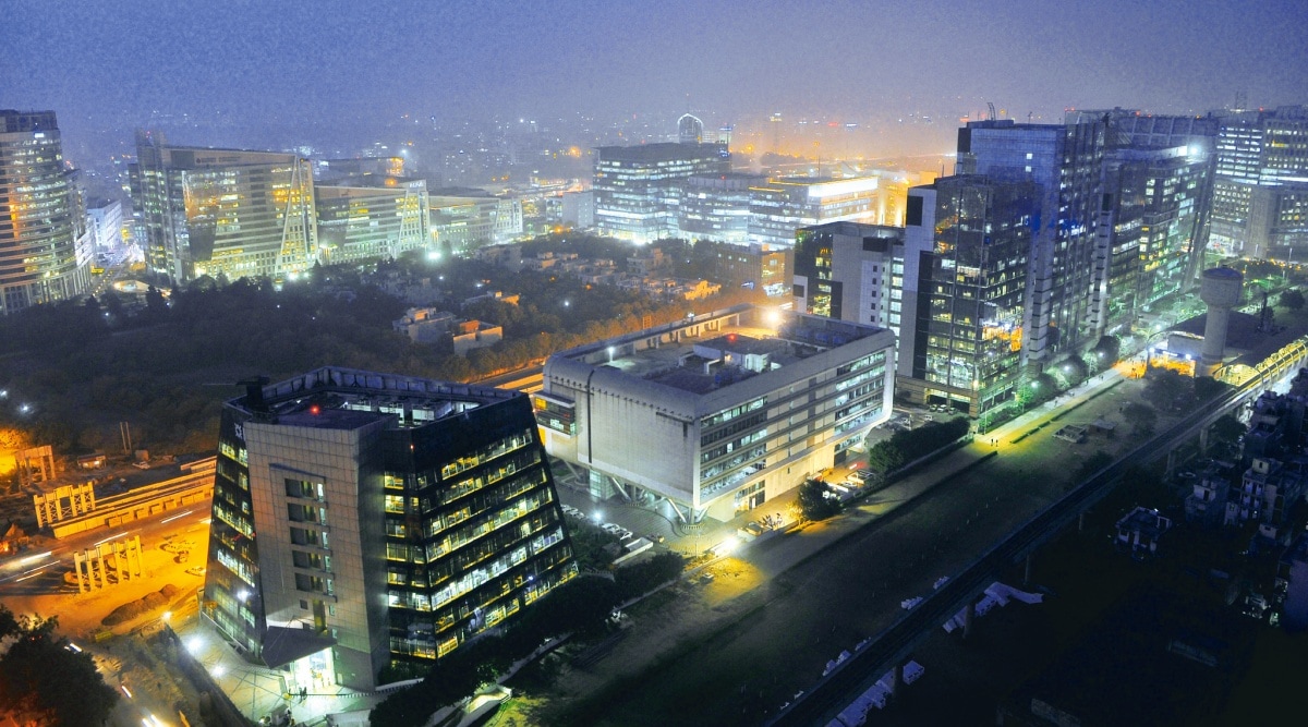 Dotted with skyscrapers, malls, condiminiums and bars, Gurgaon’s landscape offers a panoramic, if deceptive, view of the good life. (Express photo)