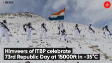 Watch: Himveers of ITBP celebrate 73rd Republic Day at 15000ft altitude in -35°C