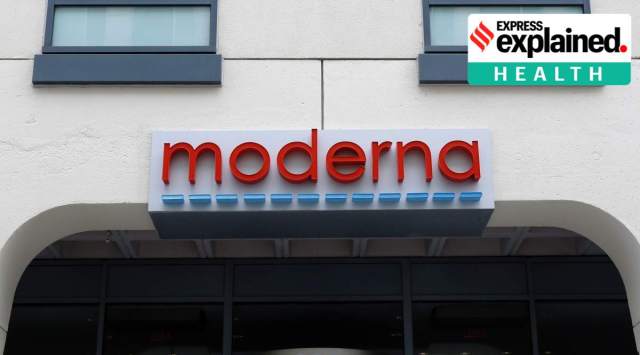 A sign marks an entrance to a Moderna building in Cambridge, Mass. (AP Photo/File)