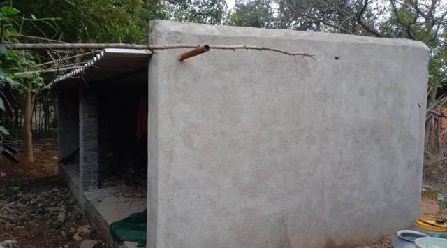 Workers on rolls for building this shed never turned up, says its owner’s son in East Singhbhum district. (Express Photo)