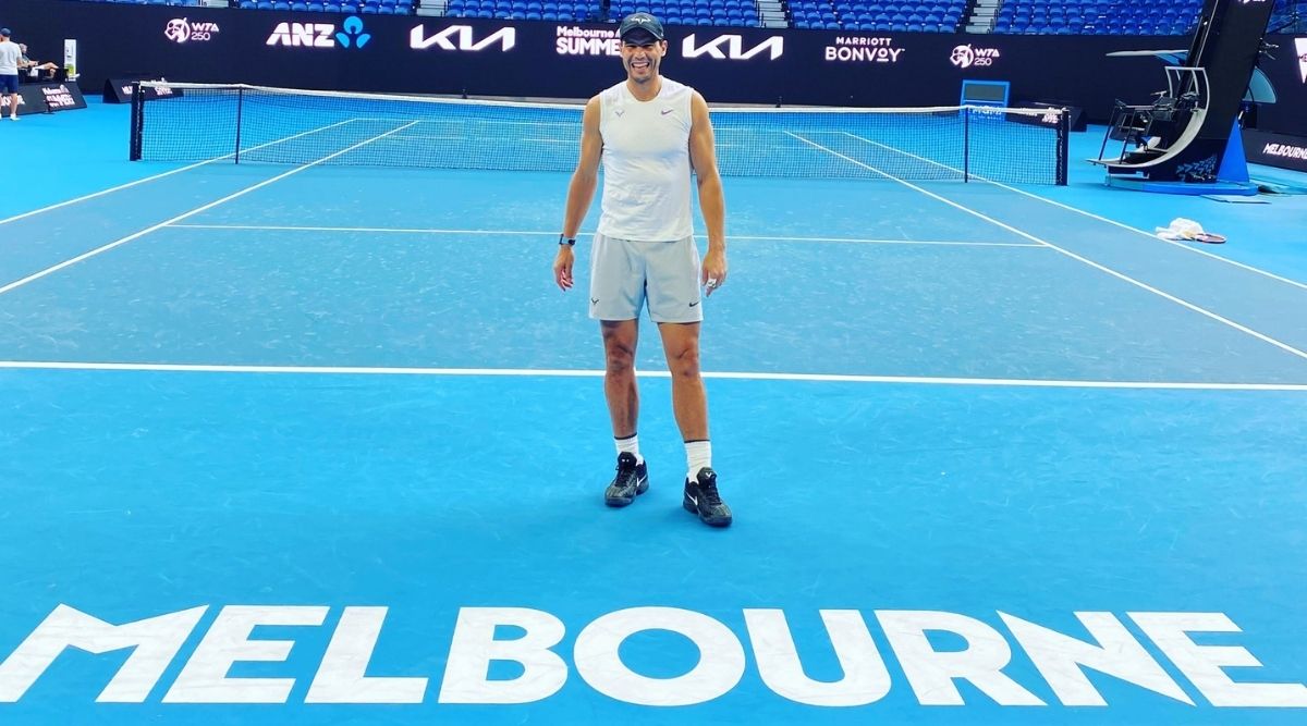 Rafael Nadal First Practice at Australian Open 2022 in Rod Laver Arena