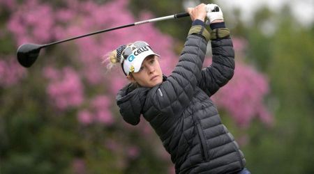 Nelly Korda tees off on the 16th hole during the third round of the Tournament of Champions LPGA golf tournament. (AP)
