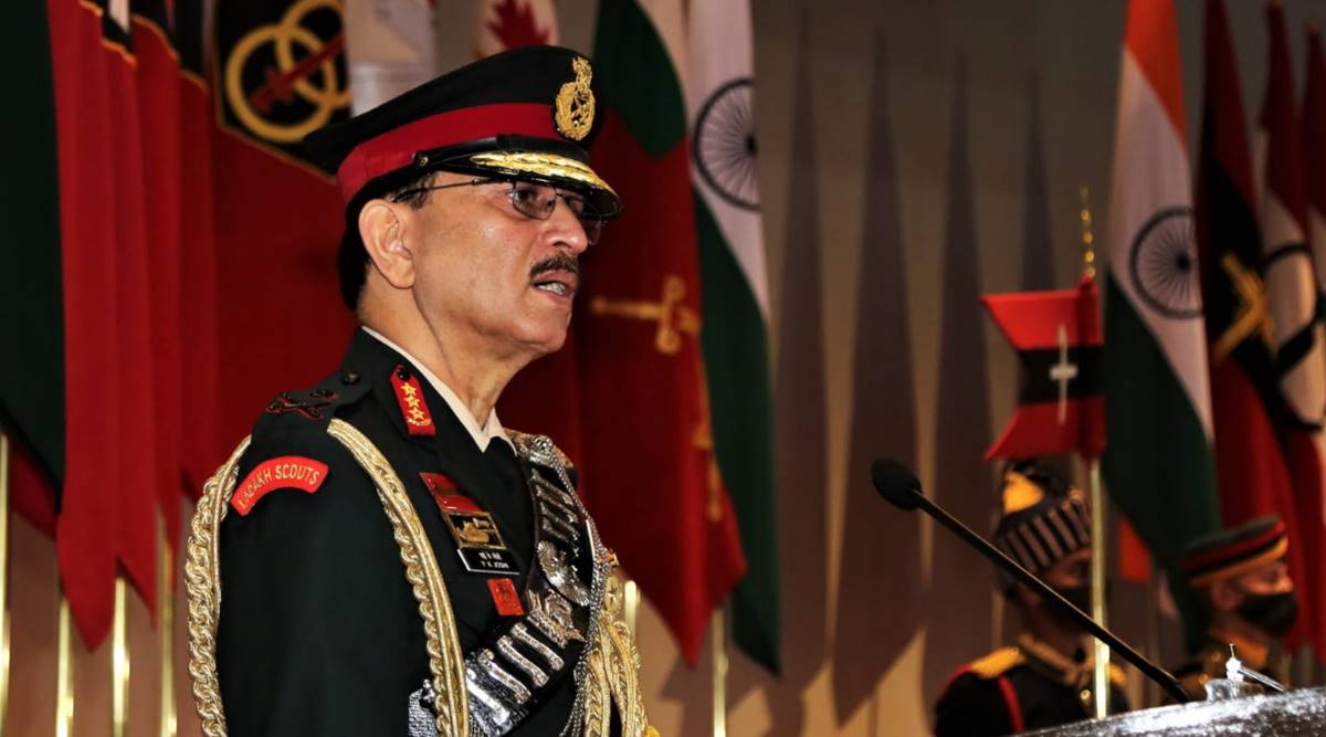 Lt Gen Y K Joshi at the Northern Command’s investiture ceremony in Udhampur, Saturday. (Express Photo)