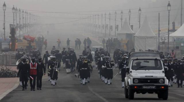 Rehearsals are underway for the Republic Day parade in New Delhi. (Express Photo by Amit Mehra)