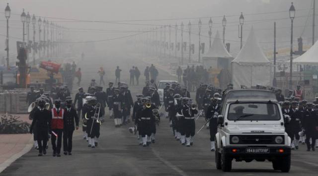 Rehearsals are underway for the Republic Day parade in New Delhi. (Express Photo by Amit Mehra)