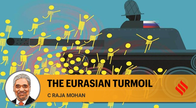 Despite their massive economic power, Brussels and Beijing have not been able to lead in the resolution of the regional crises next door — Europe in Ukraine and China in Kazakhstan and Afghanistan. (Illustration by C R Sasikumar)