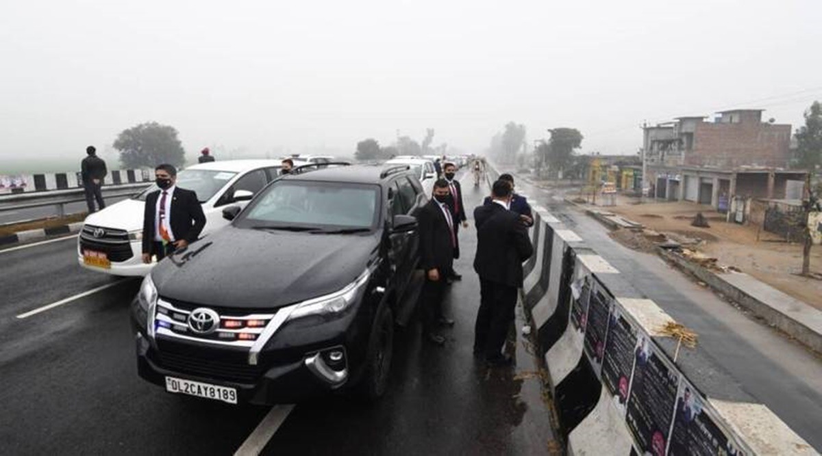The Prime Minister’s convoy held up in Punjab’s Ferozepur district on Wednesday. (Photo: PTI)