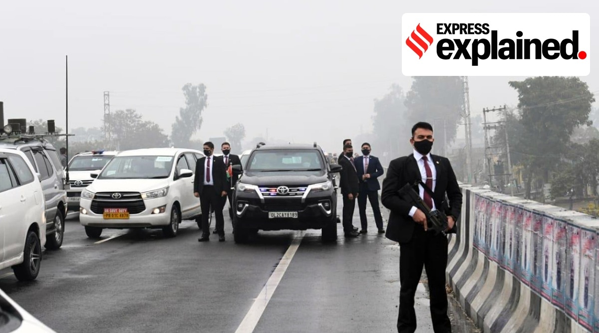 The PM’s convoy is held up near Talwandi town in Ferozepur  on Wednesday. (ANI Photo)